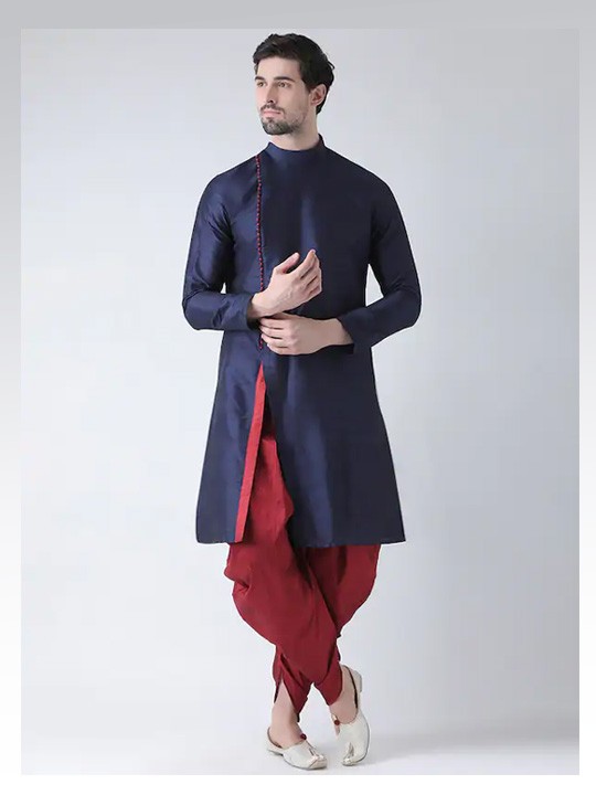 Ecru Printed and Erri Embroidered Endi Silk Panjabi