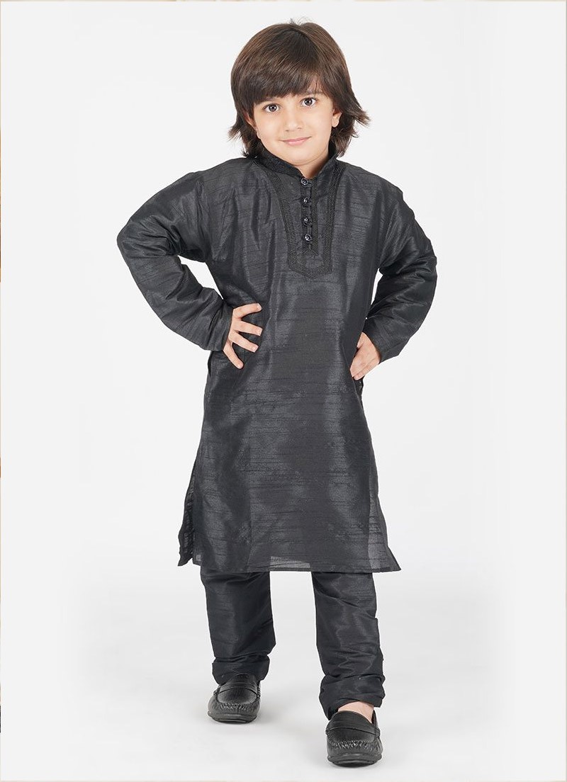 Black Silk Kurta with Churidaar